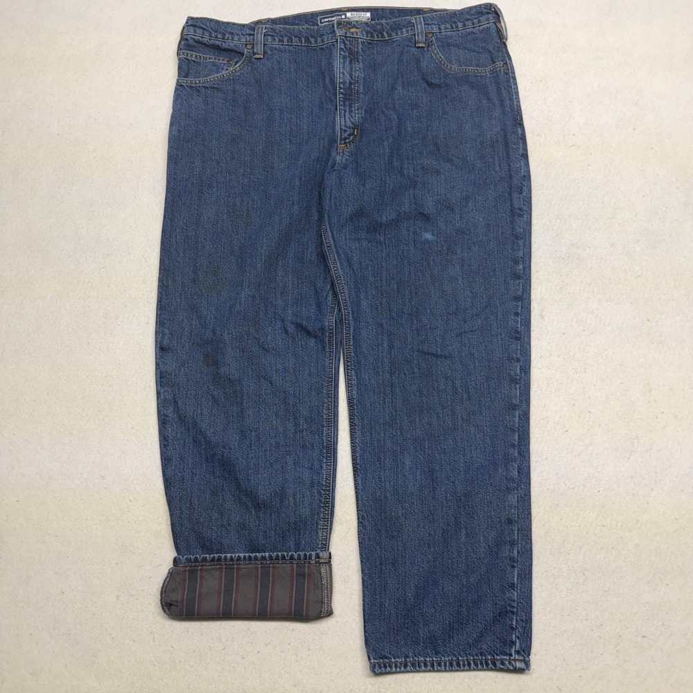 Carhartt Relaxed Fit Flannel Lined Denim Jeans Blue Men's‎ 42x30 BD4942-M